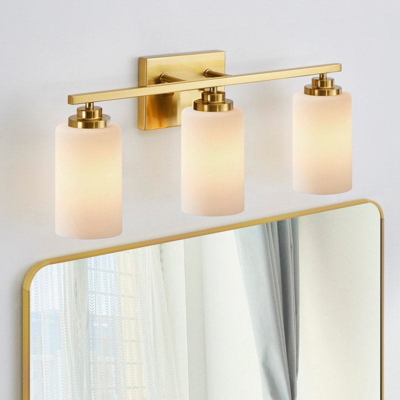 Applique de salle de bain KAWOTI à 3 lampes à intensité variable avec verre blanc givré