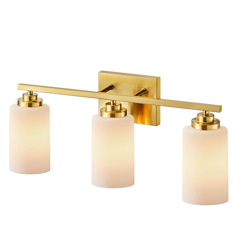Applique de salle de bain KAWOTI à 3 lampes à intensité variable avec verre blanc givré