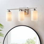 Applique de salle de bain KAWOTI à 3 lampes à intensité variable avec verre blanc givré