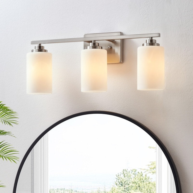 Applique de salle de bain KAWOTI à 3 lampes à intensité variable avec verre blanc givré
