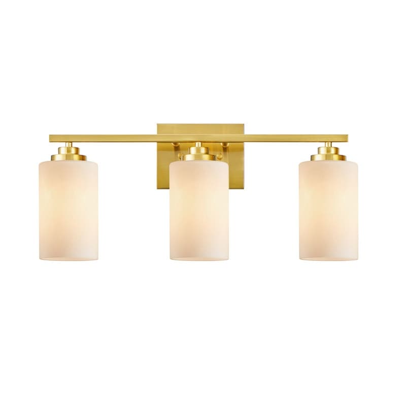 Applique de salle de bain KAWOTI à 3 lampes à intensité variable avec verre blanc givré