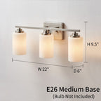 Applique de salle de bain KAWOTI à 3 lampes à intensité variable avec verre blanc givré