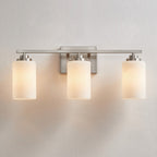 Applique de salle de bain KAWOTI à 3 lampes à intensité variable avec verre blanc givré