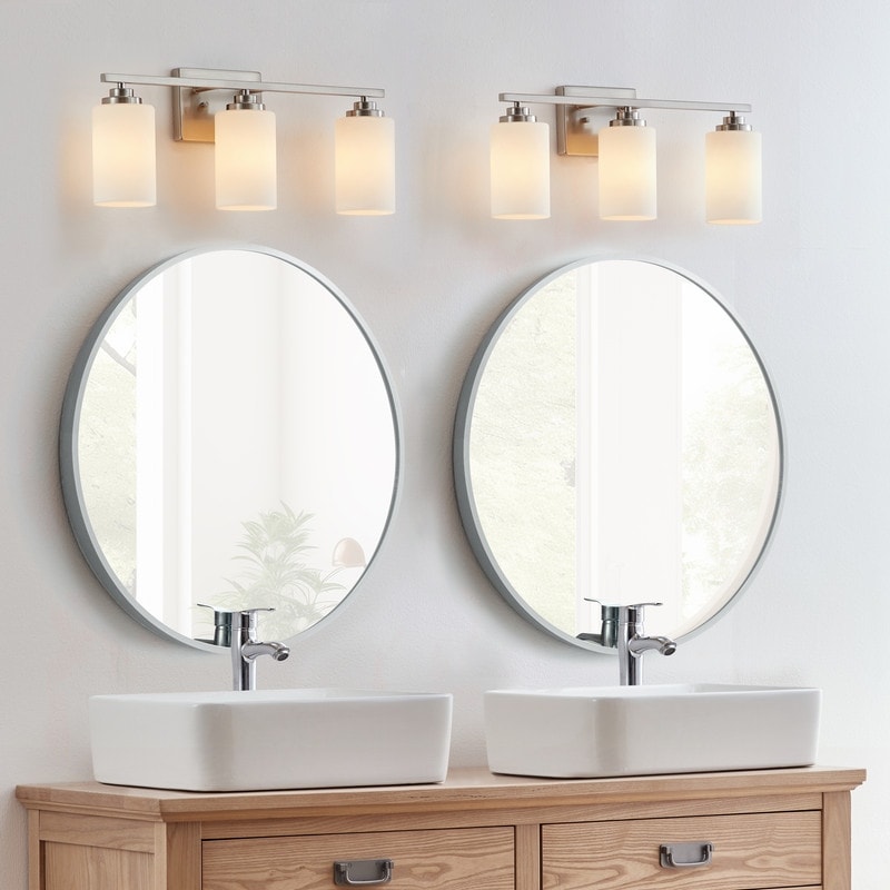 Applique de salle de bain KAWOTI à 3 lampes à intensité variable avec verre blanc givré