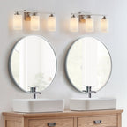 Applique de salle de bain KAWOTI à 3 lampes à intensité variable avec verre blanc givré