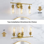 Applique de salle de bain KAWOTI à 3 lampes à intensité variable avec abat-jour en verre - L22 x l7 x H10,5