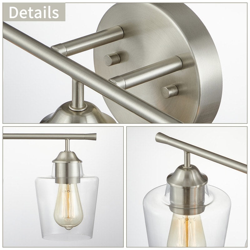 Applique de salle de bain KAWOTI à 3 lampes à intensité variable avec abat-jour en verre - L22 x l7 x H10,5