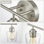 Applique de salle de bain KAWOTI à 3 lampes à intensité variable avec abat-jour en verre - L22 x l7 x H10,5