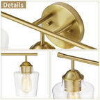 Applique de salle de bain KAWOTI à 3 lampes à intensité variable avec abat-jour en verre - L22 x l7 x H10,5