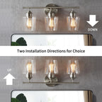 Applique de salle de bain KAWOTI à 3 lampes à intensité variable avec abat-jour en verre - L22 x l7 x H10,5