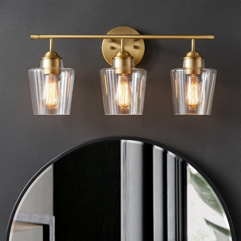 Applique de salle de bain KAWOTI à 3 lampes à intensité variable avec abat-jour en verre - L22 x l7 x H10,5