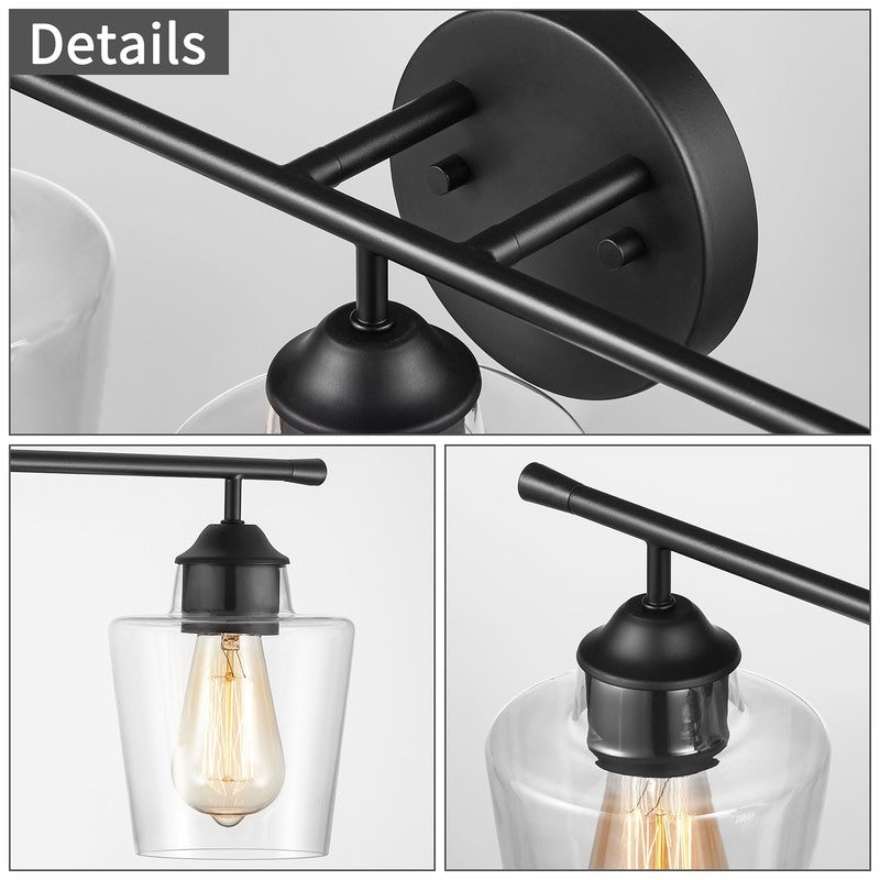 Applique de salle de bain KAWOTI à 3 lampes à intensité variable avec abat-jour en verre - L22 x l7 x H10,5