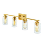 Applique de salle de bain KAWOTI à 4 lampes avec abat-jour en verre transparent