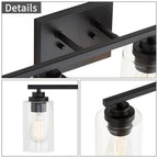 Applique de salle de bain KAWOTI à 4 lampes avec abat-jour en verre transparent