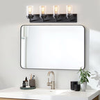 Applique de salle de bain KAWOTI à 4 lampes avec abat-jour en verre transparent