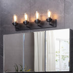 Applique de salle de bain KAWOTI à 4 lampes avec abat-jour en verre transparent