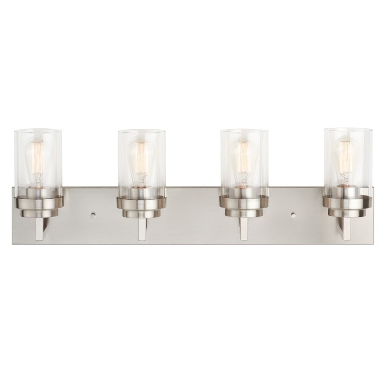 Applique de salle de bain KAWOTI à 4 lampes avec abat-jour en verre transparent