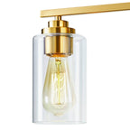Applique de salle de bain KAWOTI à 4 lampes avec abat-jour en verre transparent