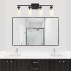 Applique de salle de bain KAWOTI à 4 lampes avec abat-jour en verre transparent