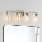 Applique de salle de bain KAWOTI à 4 lampes avec abat-jour en verre transparent