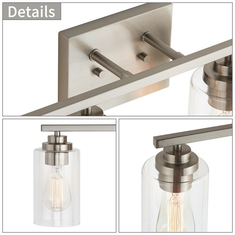Applique de salle de bain KAWOTI à 4 lampes avec abat-jour en verre transparent