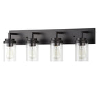 Applique de salle de bain KAWOTI à 4 lampes avec abat-jour en verre transparent