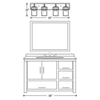 Applique de salle de bain KAWOTI à 4 lampes avec abat-jour en verre transparent