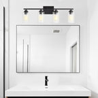 Applique de salle de bain KAWOTI à 4 lampes avec abat-jour en verre transparent