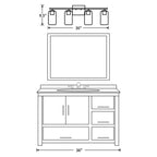 Applique de salle de bain KAWOTI à 4 lampes avec abat-jour en verre transparent