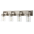 Applique de salle de bain KAWOTI à 4 lampes avec abat-jour en verre transparent