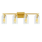 Applique de salle de bain KAWOTI à 4 lampes avec abat-jour en verre transparent