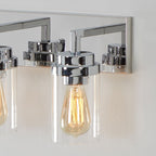 Applique de salle de bain KAWOTI à 4 lampes avec abat-jour en verre transparent