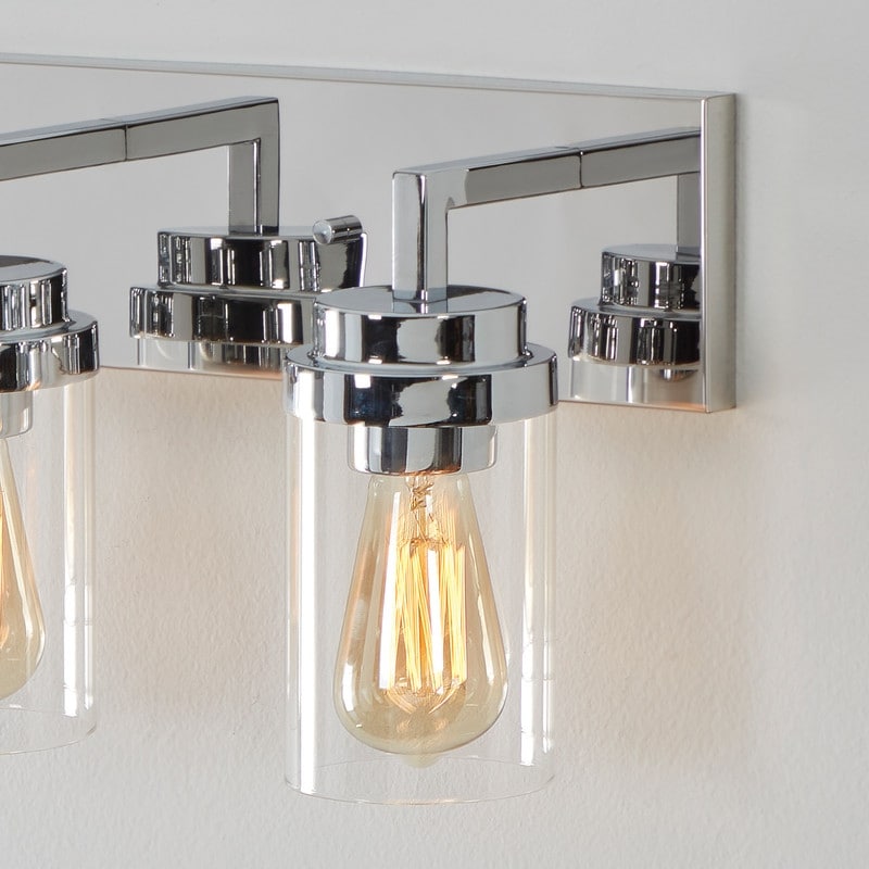 Applique de salle de bain KAWOTI à 4 lampes avec abat-jour en verre transparent