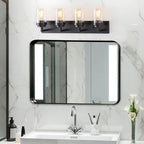 Applique de salle de bain KAWOTI à 4 lampes avec abat-jour en verre transparent