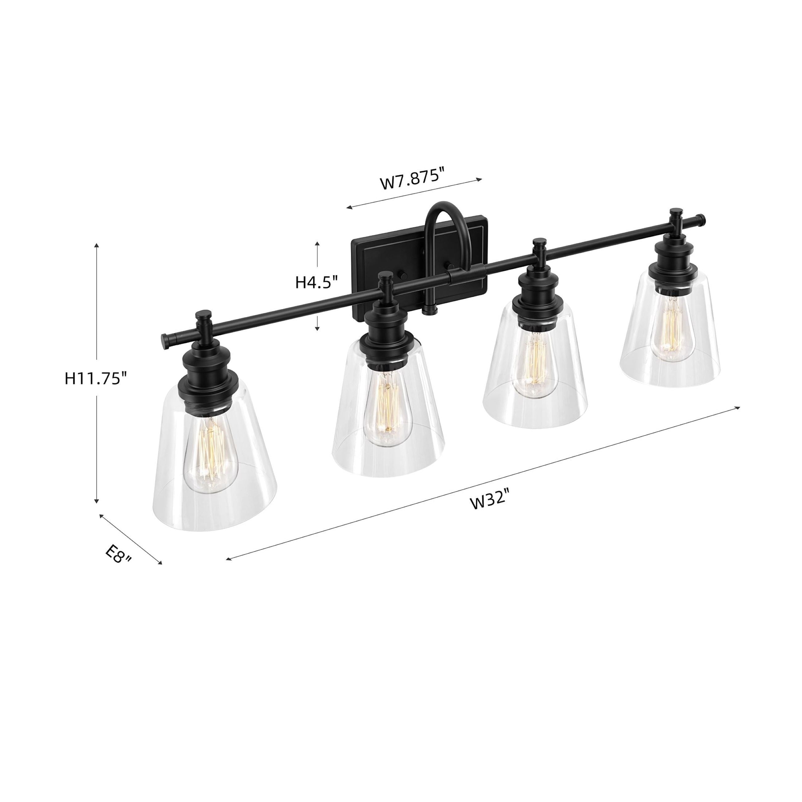 Applique de salle de bain KAWOTI à 4 lumières avec abat-jour en verre