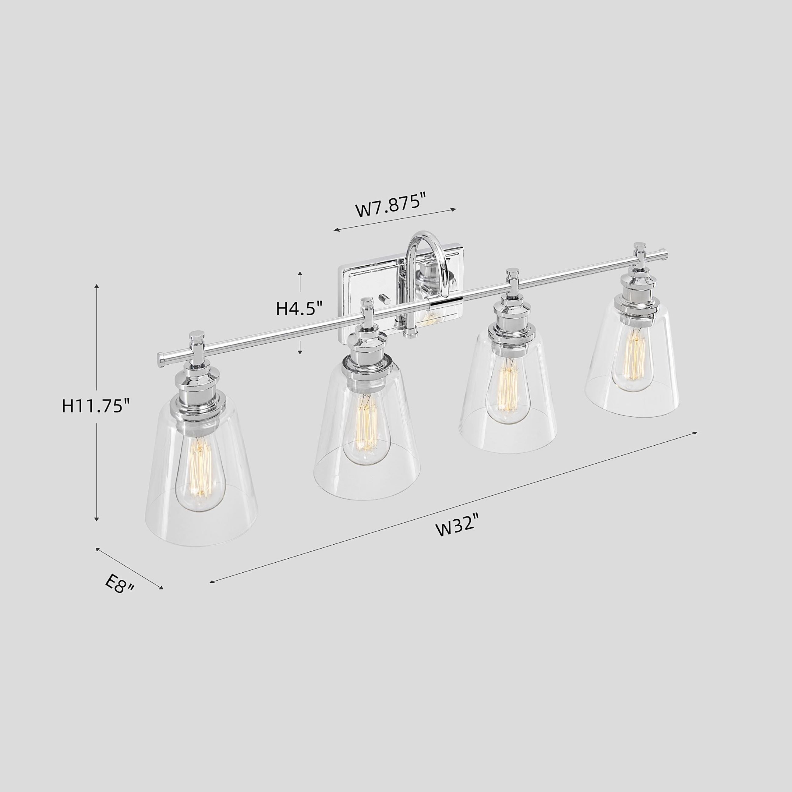 Applique de salle de bain KAWOTI à 4 lumières avec abat-jour en verre