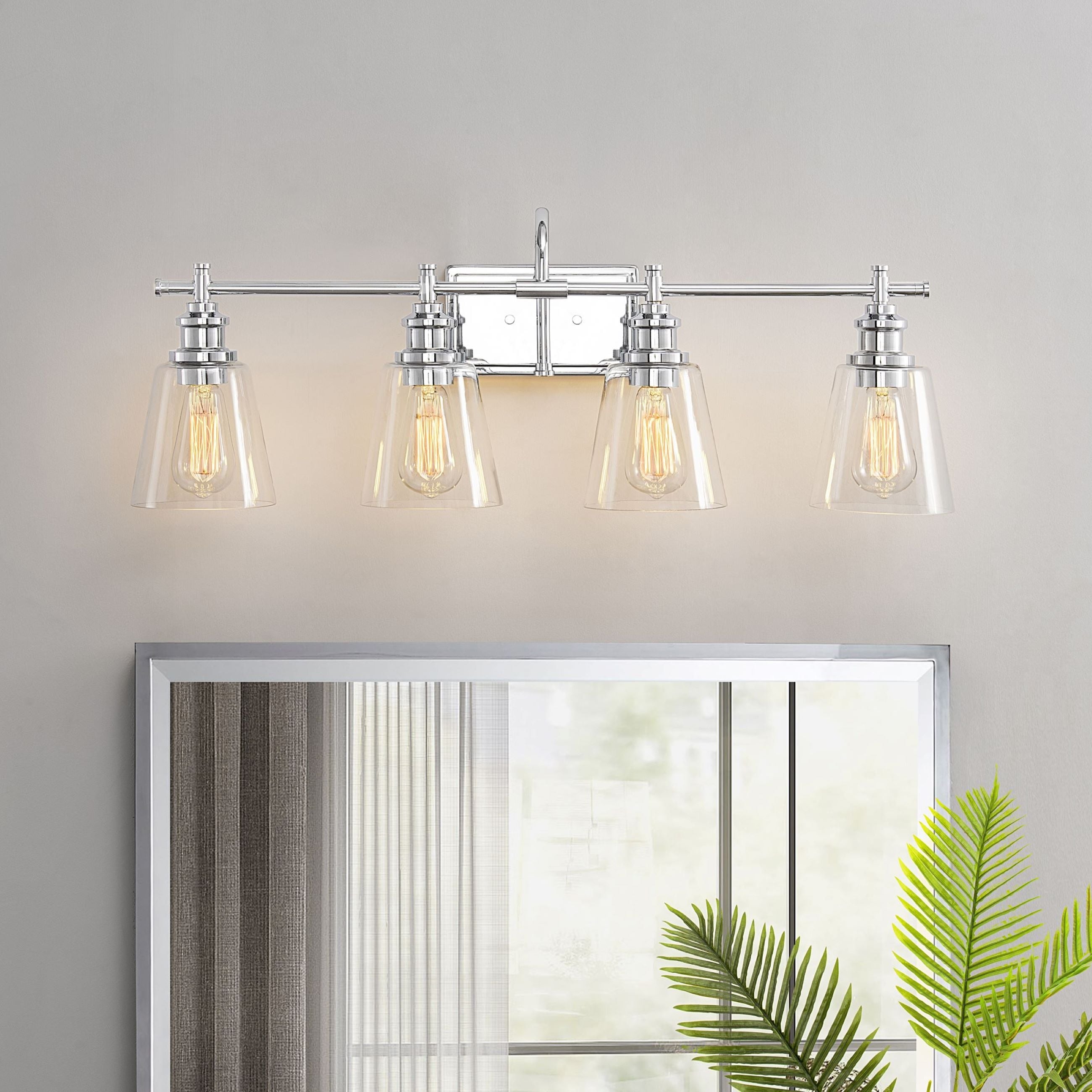 Applique de salle de bain KAWOTI à 4 lumières avec abat-jour en verre