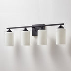 Applique de salle de bain KAWOTI à 4 lampes à intensité variable avec verre blanc givré