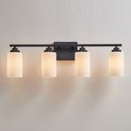 Applique de salle de bain KAWOTI à 4 lampes à intensité variable avec verre blanc givré