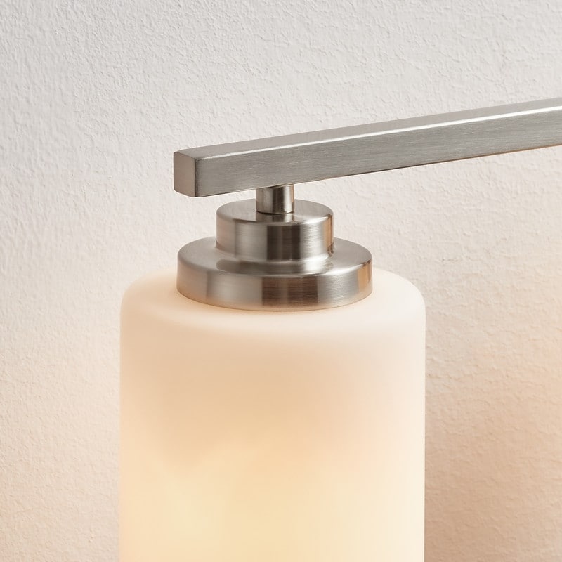 Applique de salle de bain KAWOTI à 4 lampes à intensité variable avec verre blanc givré