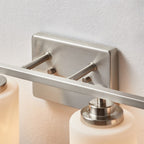 Applique de salle de bain KAWOTI à 4 lampes à intensité variable avec verre blanc givré