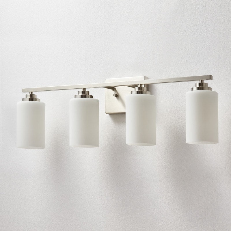 Applique de salle de bain KAWOTI à 4 lampes à intensité variable avec verre blanc givré