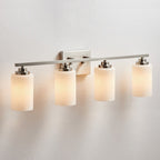 Applique de salle de bain KAWOTI à 4 lampes à intensité variable avec verre blanc givré