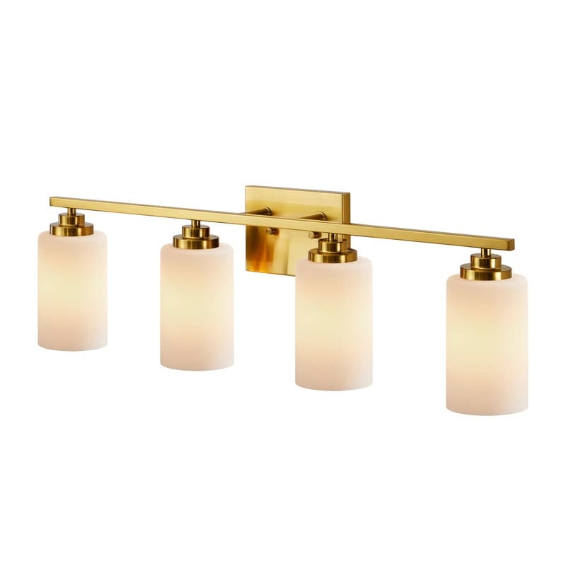 Applique de salle de bain KAWOTI à 4 lampes à intensité variable avec verre blanc givré
