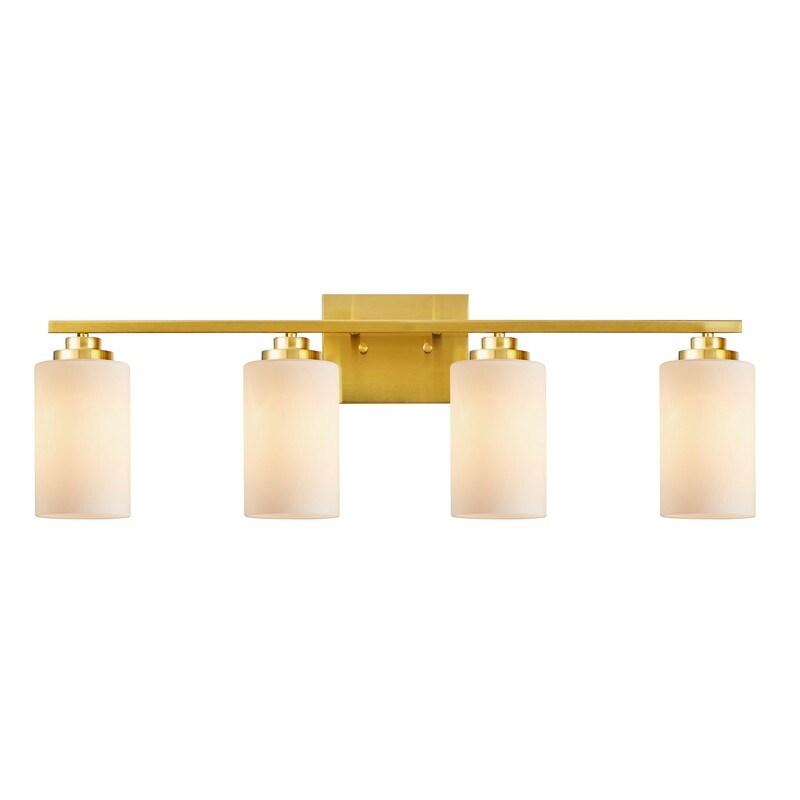 Applique de salle de bain KAWOTI à 4 lampes à intensité variable avec verre blanc givré