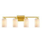 Applique de salle de bain KAWOTI à 4 lampes à intensité variable avec verre blanc givré