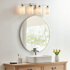 Applique de salle de bain KAWOTI à 4 lampes à intensité variable avec verre blanc givré