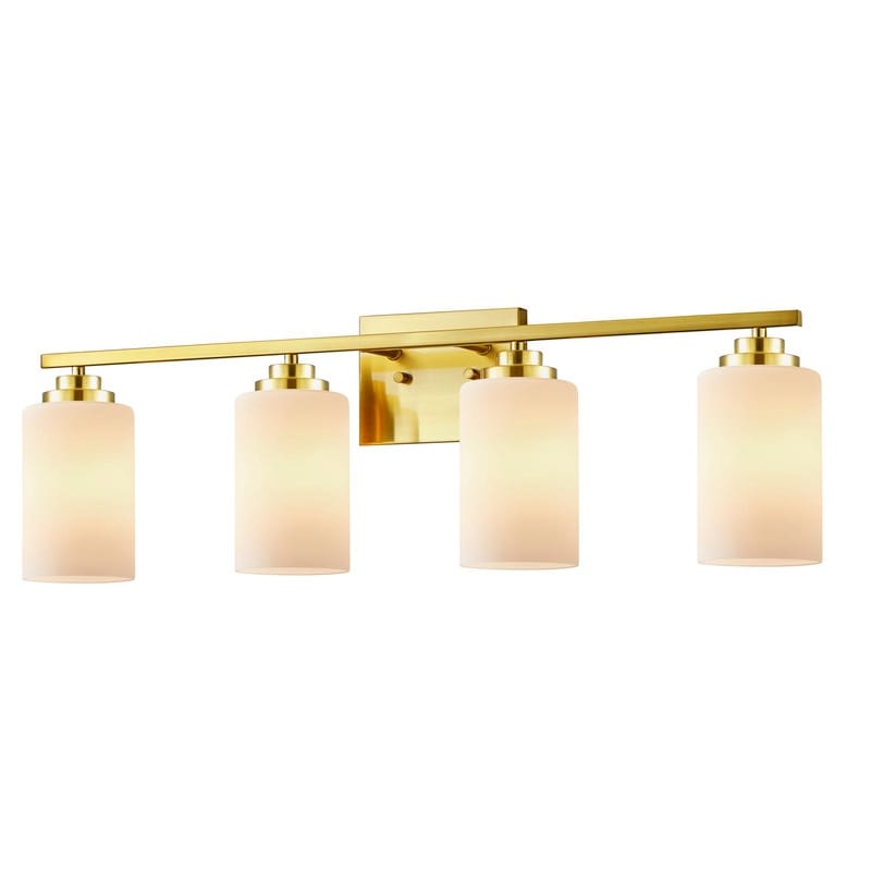 Applique de salle de bain KAWOTI à 4 lampes à intensité variable avec verre blanc givré