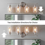 Applique de salle de bain KAWOTI à 4 lampes en métal à intensité variable avec abat-jour en verre