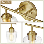 Applique de salle de bain KAWOTI à 4 lampes en métal à intensité variable avec abat-jour en verre